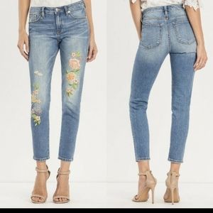 Miss Me Floral Mid Rise Ankle Skinny Jeans